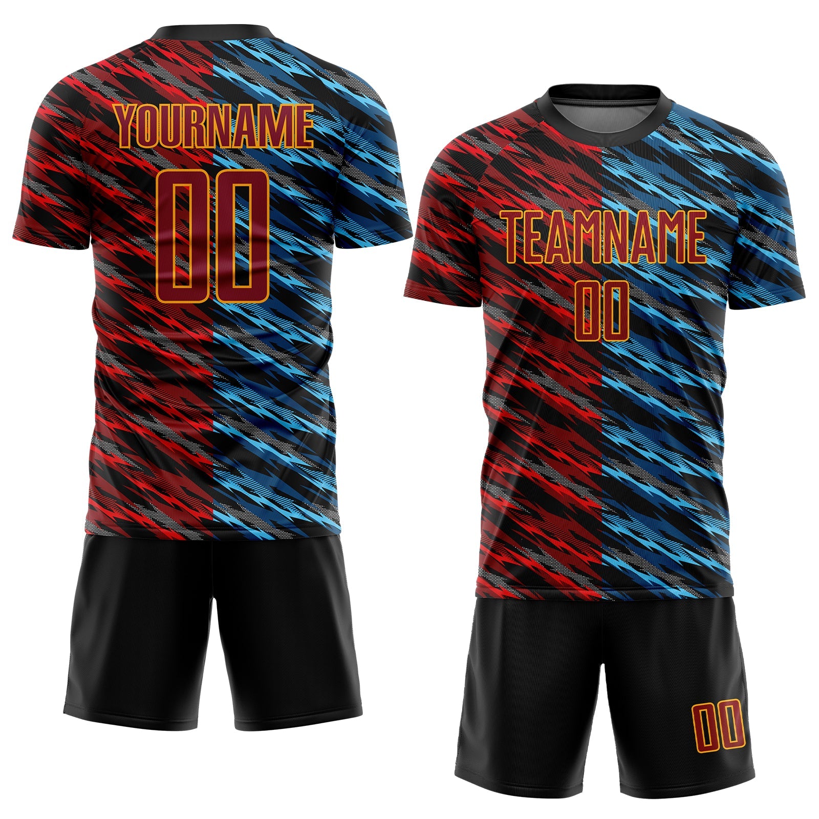 Custom Camo Crimson-Black Sublimation Salute To Service Soccer Uniform Jersey - Sky-Custom