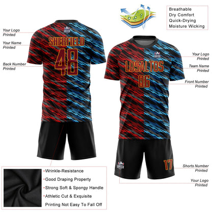 Custom Camo Crimson-Black Sublimation Salute To Service Soccer Uniform Jersey - Sky-Custom