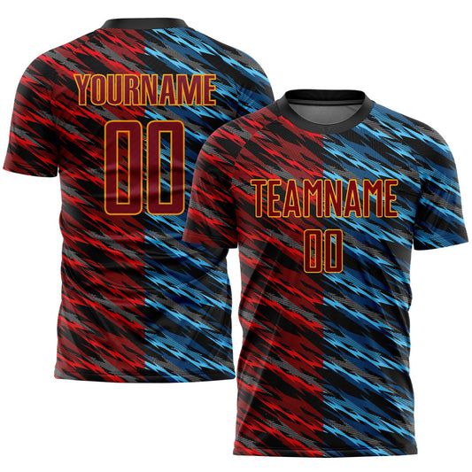 Custom Camo Crimson-Black Sublimation Salute To Service Soccer Uniform Jersey - Sky-Custom