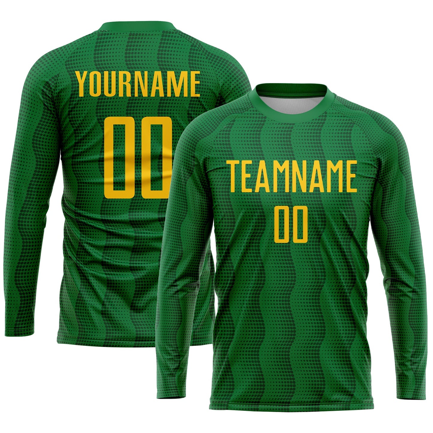 Custom Kelly Green Gold Sublimation Soccer Uniform Jersey - Sky-Custom