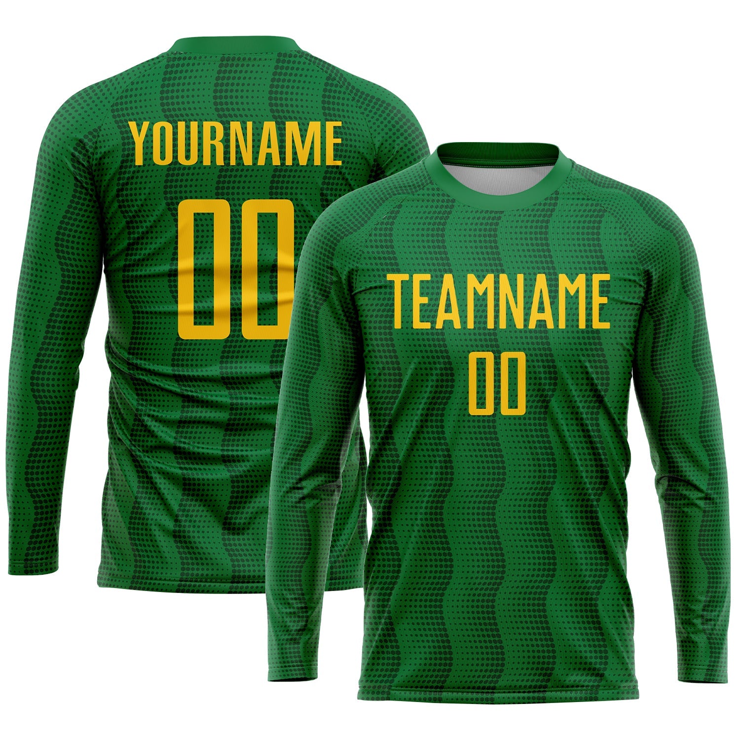 Custom Kelly Green Gold Sublimation Soccer Uniform Jersey - Sky-Custom