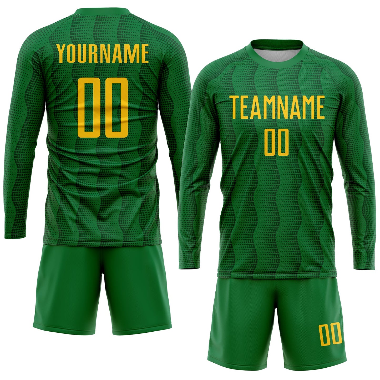 Custom Kelly Green Gold Sublimation Soccer Uniform Jersey - Sky-Custom