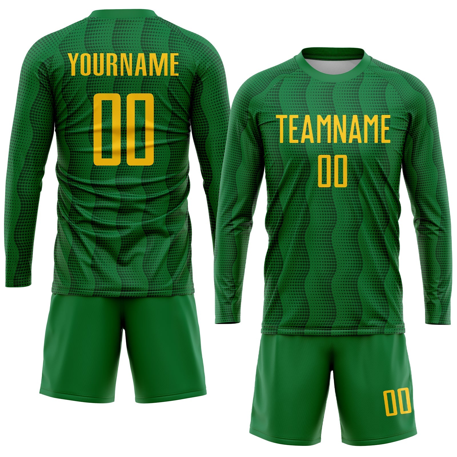 Custom Kelly Green Gold Sublimation Soccer Uniform Jersey - Sky-Custom