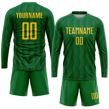 Custom Kelly Green Gold Sublimation Soccer Uniform Jersey - Sky-Custom