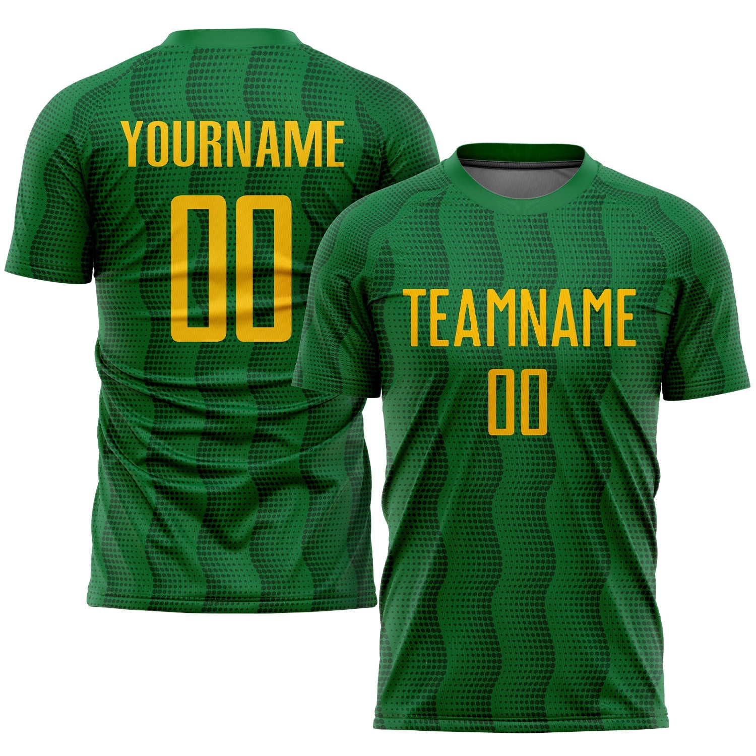 Custom Kelly Green Gold Sublimation Soccer Uniform Jersey - Sky-Custom