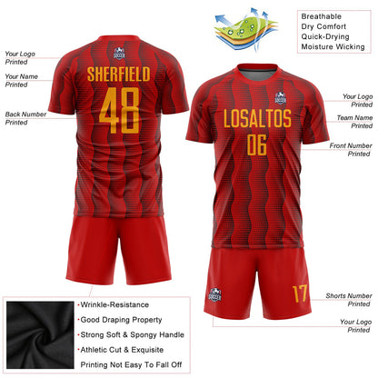 Custom Red Gold Sublimation Soccer Uniform Jersey - Sky-Custom