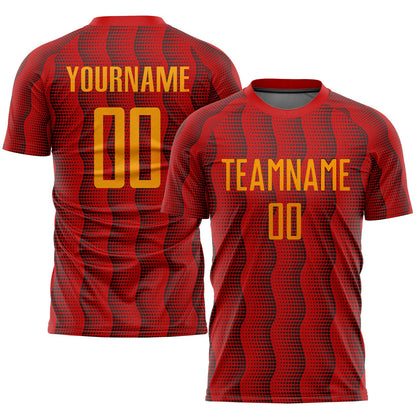 Custom Red Gold Sublimation Soccer Uniform Jersey - Sky-Custom
