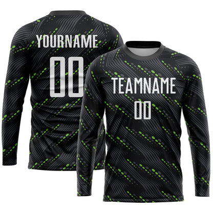 Custom Black White-Kelly Green Sublimation Soccer Uniform Jersey - Sky-Custom