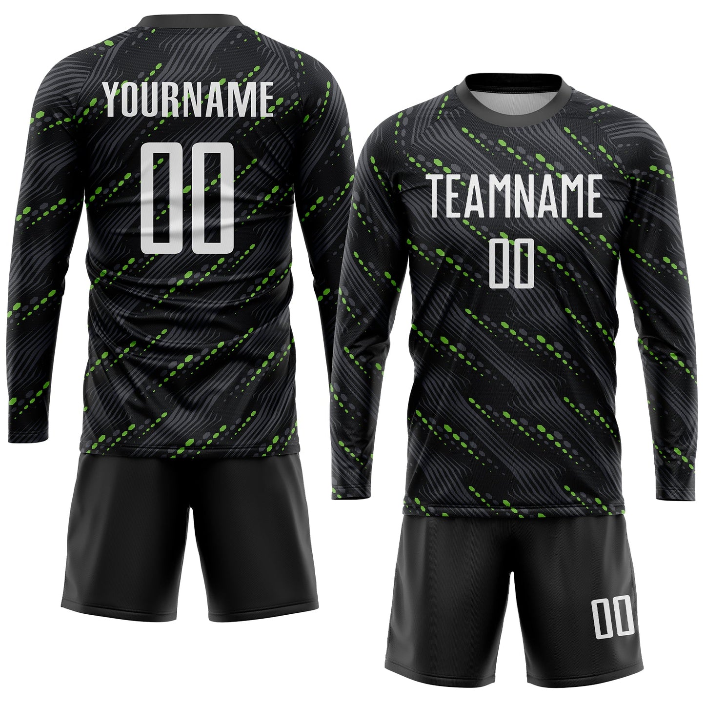 Custom Black White-Kelly Green Sublimation Soccer Uniform Jersey - Sky-Custom