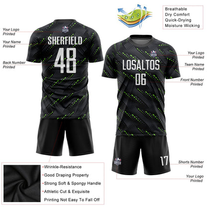 Custom Black White-Kelly Green Sublimation Soccer Uniform Jersey - Sky-Custom