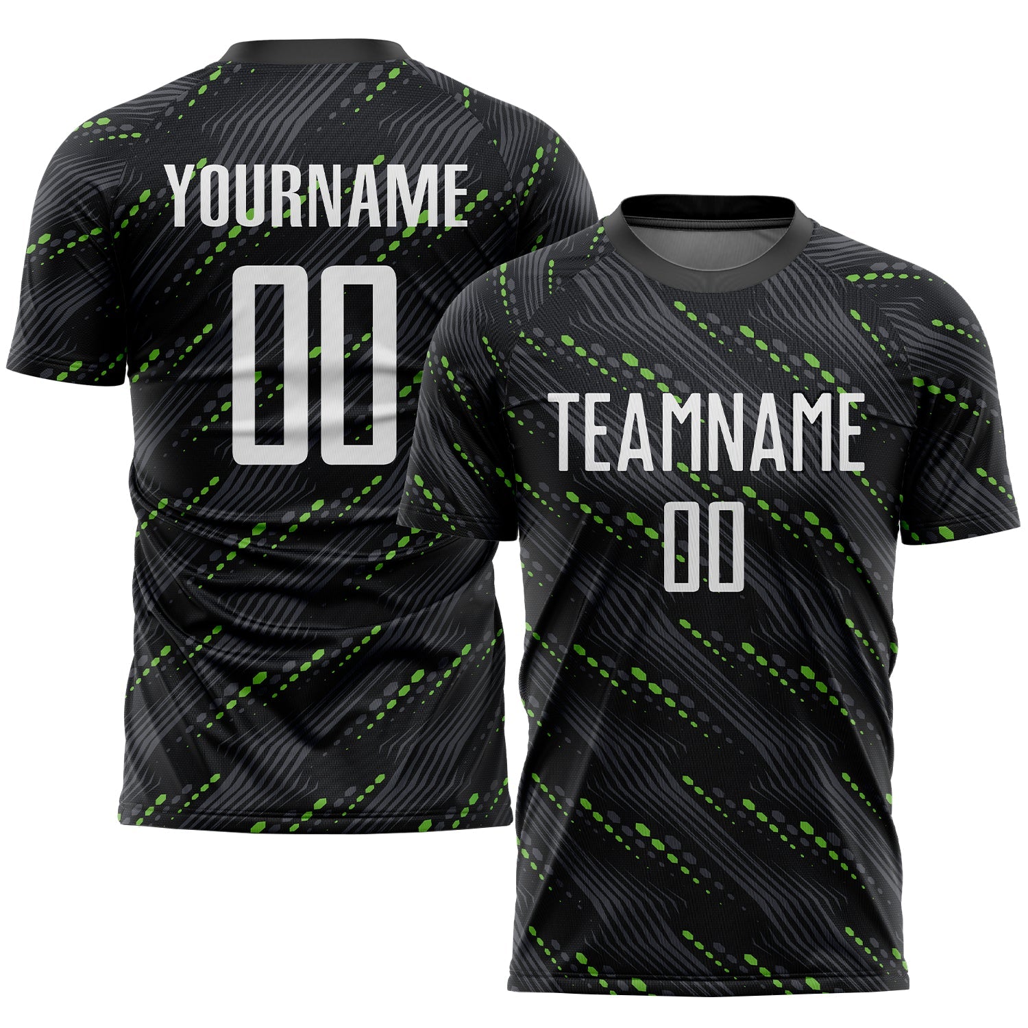 Custom Black White-Kelly Green Sublimation Soccer Uniform Jersey - Sky-Custom
