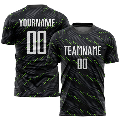 Custom Black White-Kelly Green Sublimation Soccer Uniform Jersey - Sky-Custom