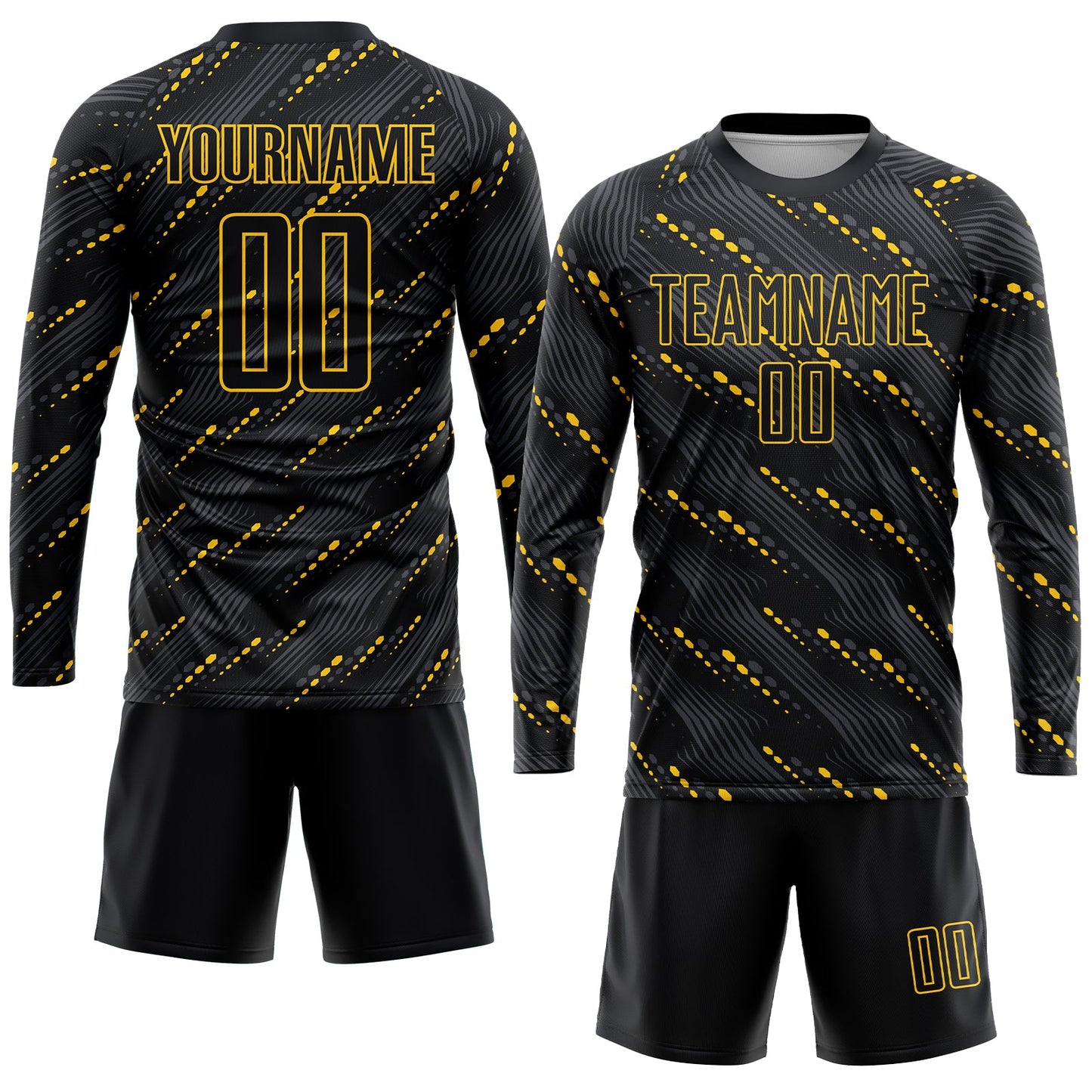 Custom Black Black-Gold Sublimation Soccer Uniform Jersey - Sky-Custom
