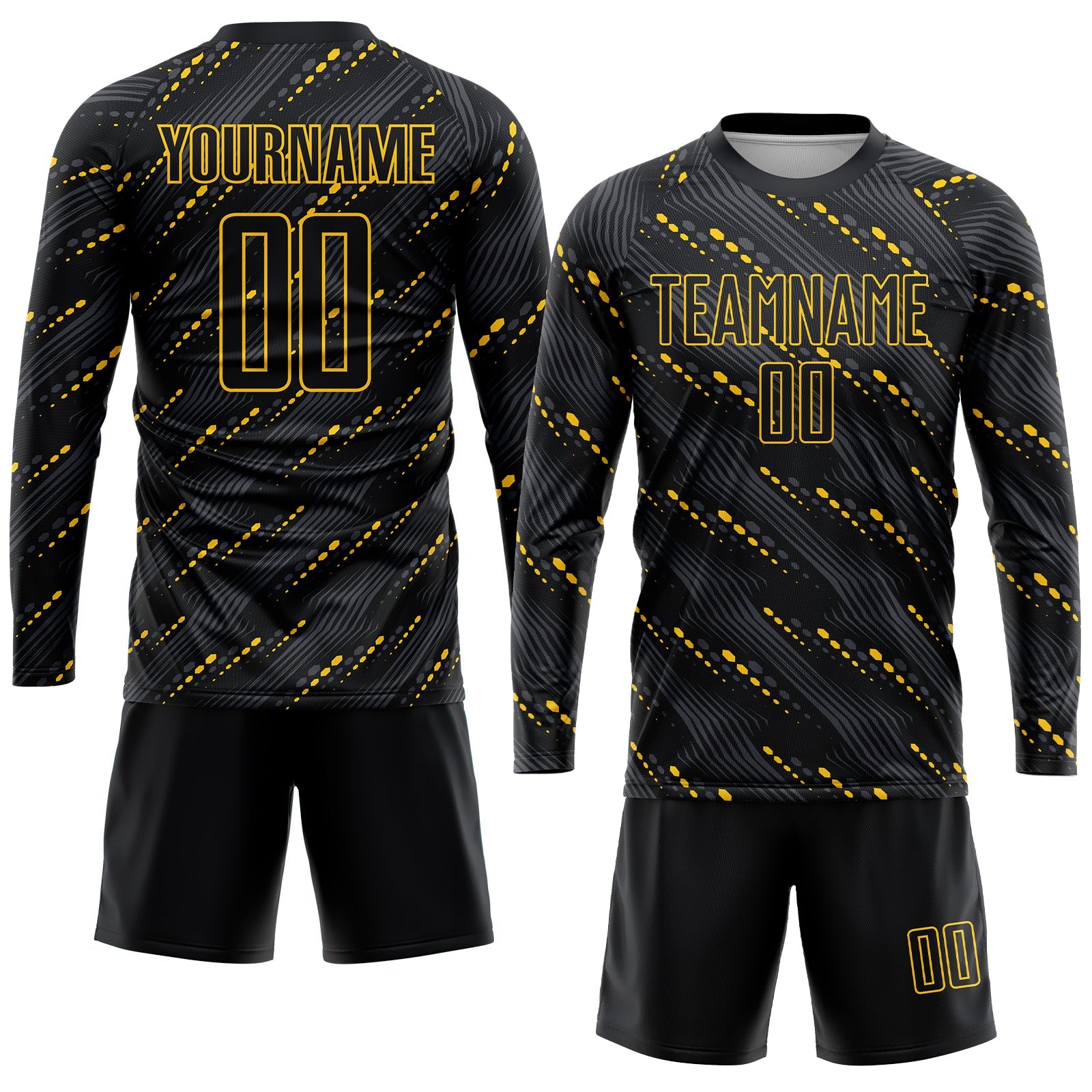 Custom Black Black-Gold Sublimation Soccer Uniform Jersey - Sky-Custom
