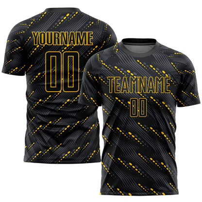 Custom Black Black-Gold Sublimation Soccer Uniform Jersey - Sky-Custom