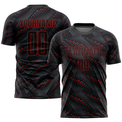 Custom Black Red Sublimation Soccer Uniform Jersey - Sky-Custom