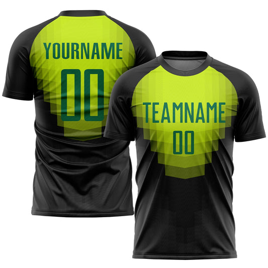Custom Black Kelly Green Sublimation Soccer Uniform Jersey - Sky-Custom