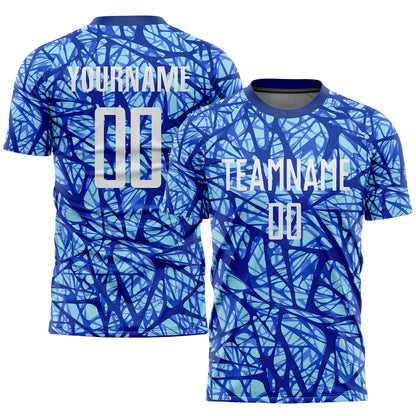 Custom Royal White-Light Blue Sublimation Soccer Uniform Jersey - Sky-Custom