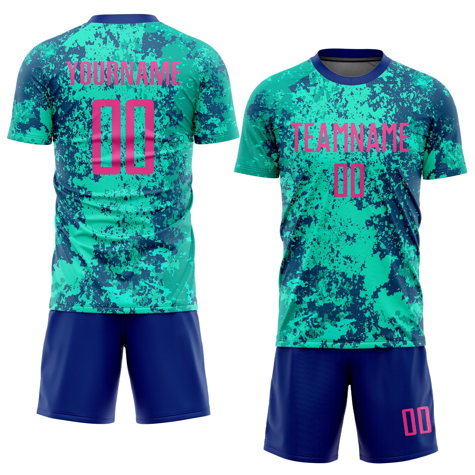 Custom Teal Pink-Royal Sublimation Soccer Uniform Jersey - Sky-Custom