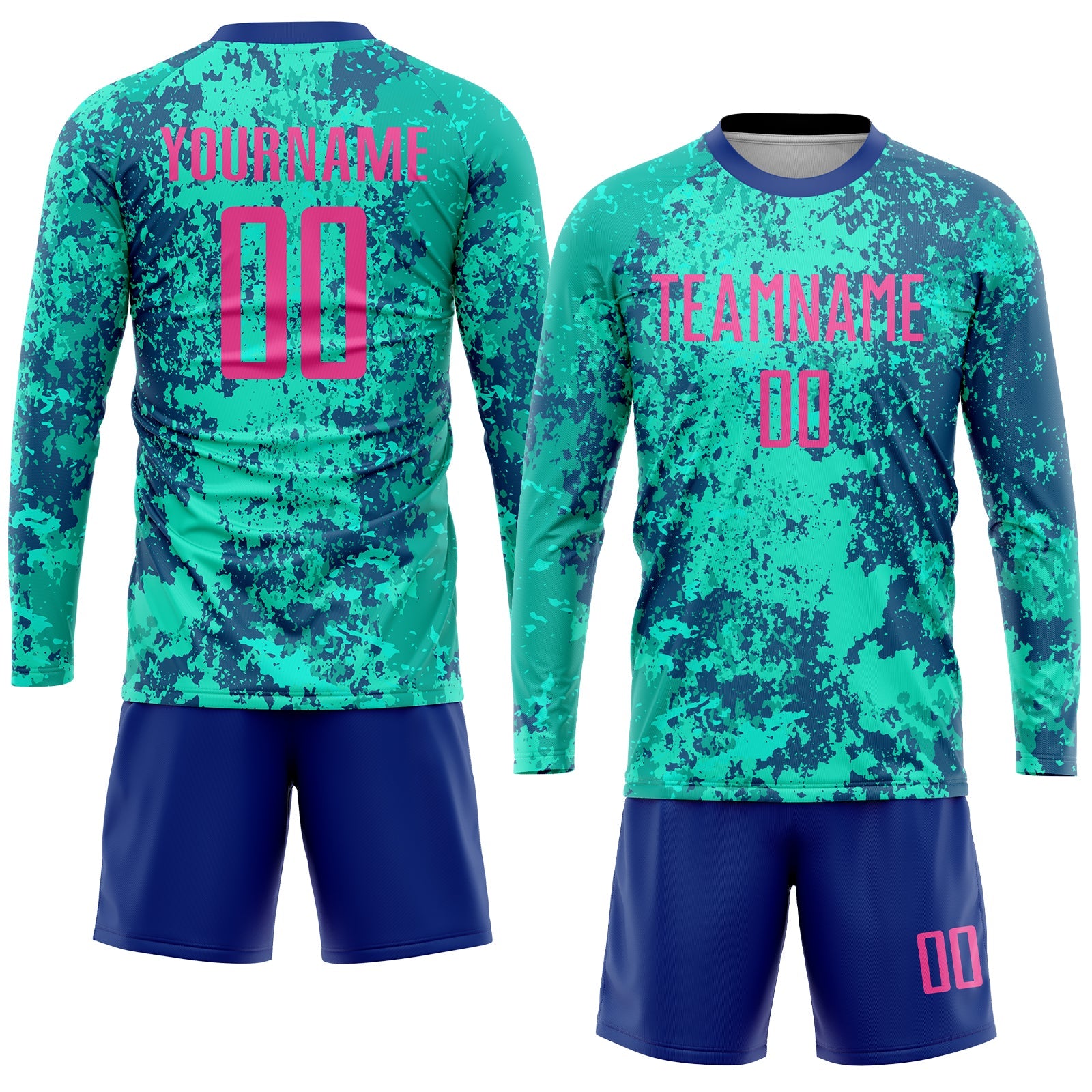 Custom Teal Pink-Royal Sublimation Soccer Uniform Jersey - Sky-Custom