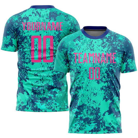 Custom Teal Pink-Royal Sublimation Soccer Uniform Jersey - Sky-Custom