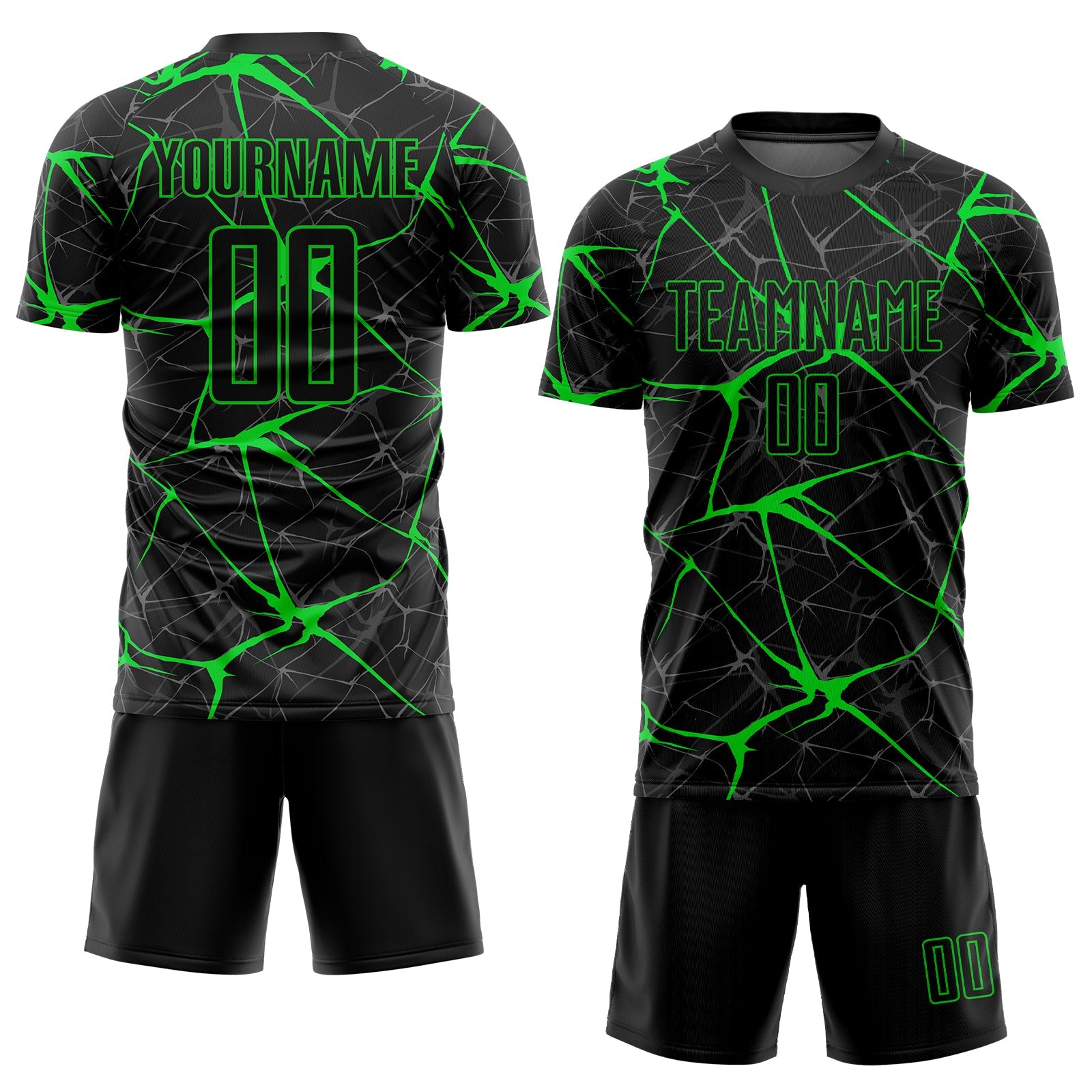 Custom Black Neon Green Sublimation Soccer Uniform Jersey - Sky-Custom