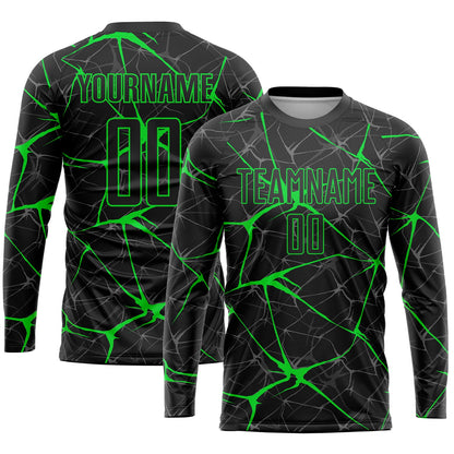 Custom Black Neon Green Sublimation Soccer Uniform Jersey - Sky-Custom