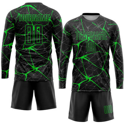 Custom Black Neon Green Sublimation Soccer Uniform Jersey - Sky-Custom