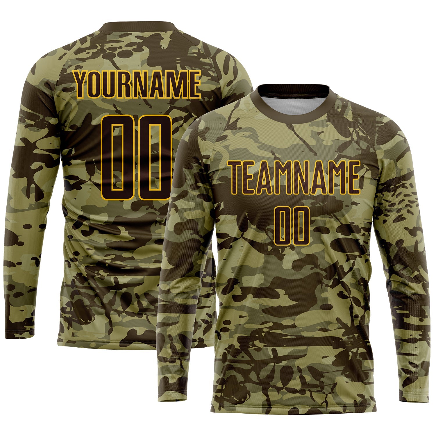 Custom Camo Brown-Gold Sublimation Salute To Service Soccer Uniform Jersey - Sky-Custom