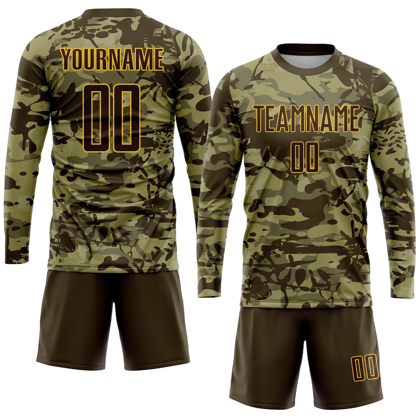 Custom Camo Brown-Gold Sublimation Salute To Service Soccer Uniform Jersey - Sky-Custom
