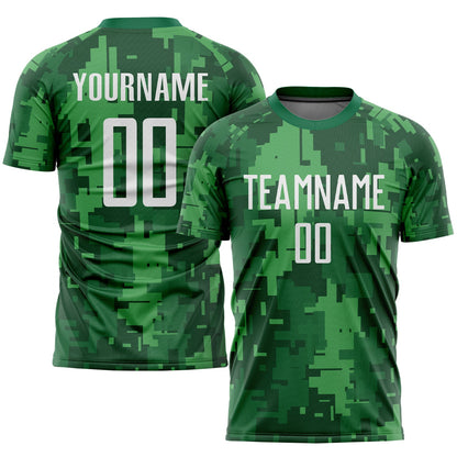 Custom Camo White-Kelly Green Sublimation Salute To Service Soccer Uniform Jersey - Sky-Custom