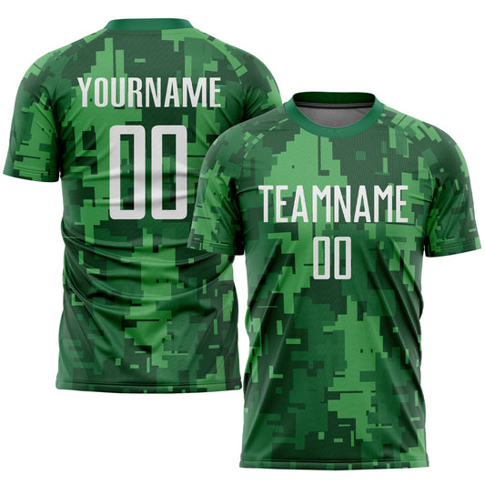 Custom Camo White-Kelly Green Sublimation Salute To Service Soccer Uniform Jersey - Sky-Custom