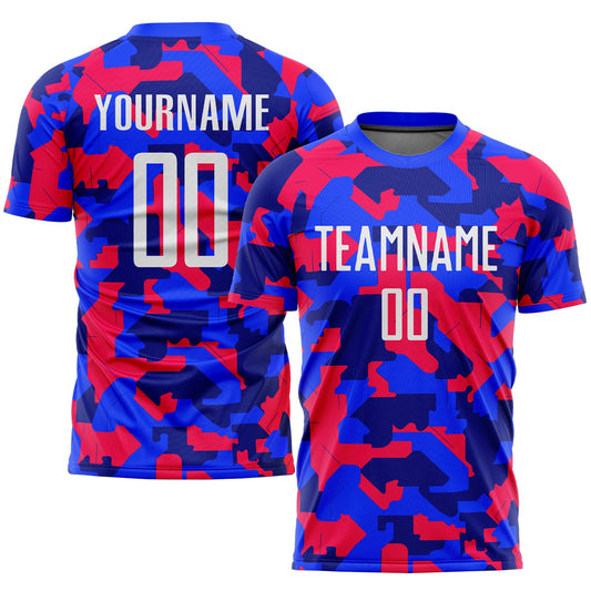 Custom Camo White-Royal Sublimation Salute To Service Soccer Uniform Jersey - Sky-Custom