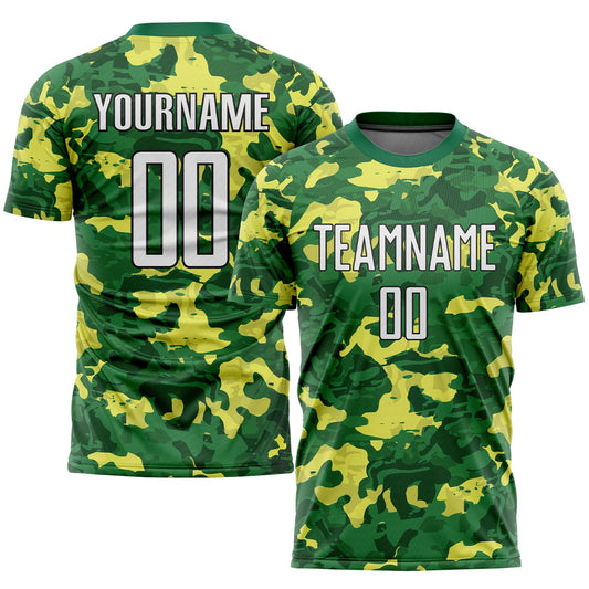 Custom Camo White-Kelly Green Sublimation Salute To Service Soccer Uniform Jersey - Sky-Custom