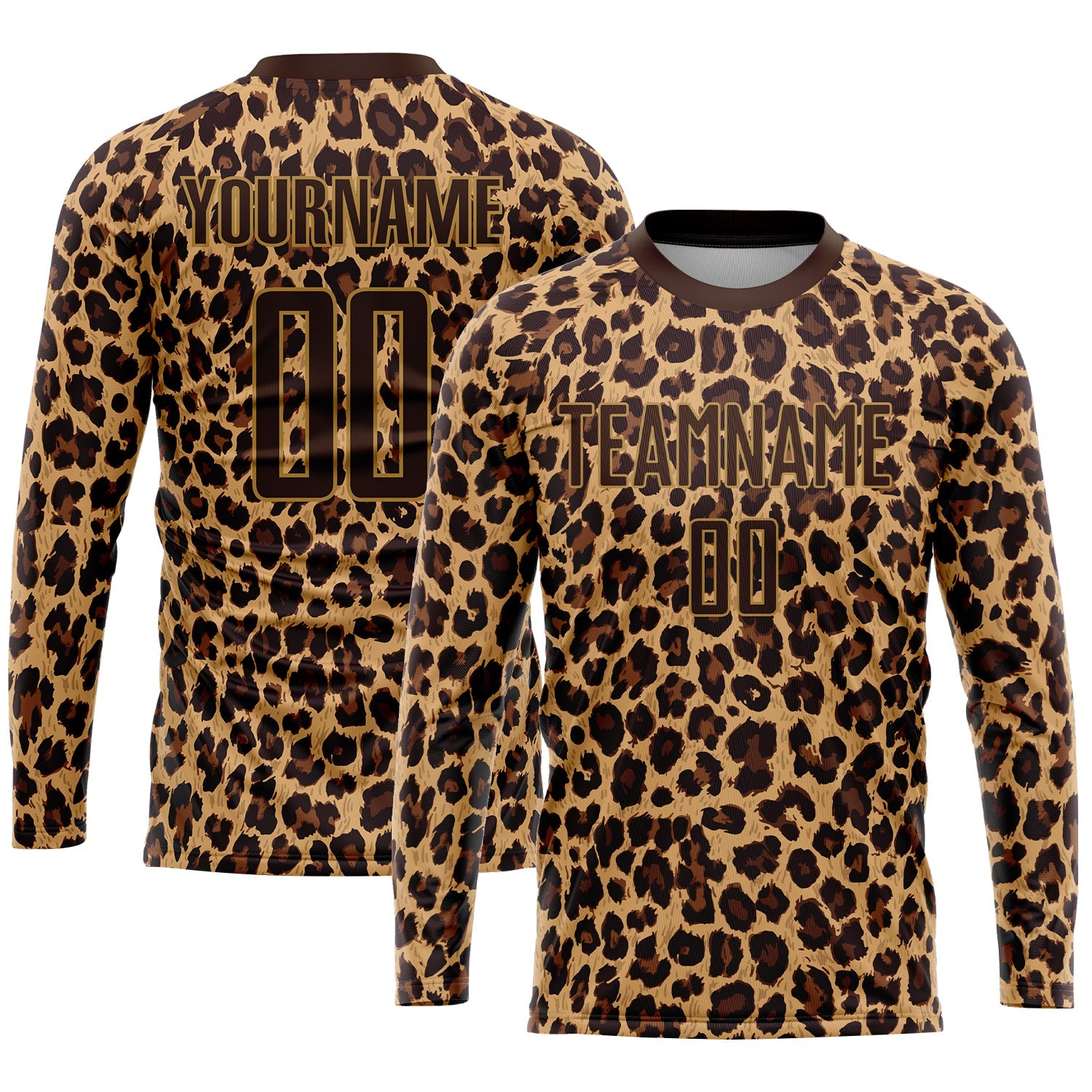 Custom Brown Brown-Old Gold Sublimation Leopard Soccer Uniform Jersey - Sky-Custom