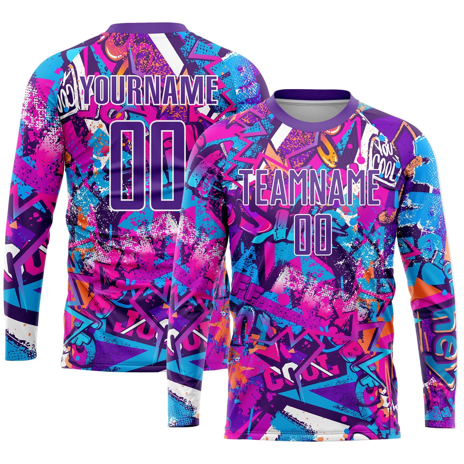 Custom Graffiti Pattern Purple-White Sublimation Soccer Uniform Jersey - Sky-Custom