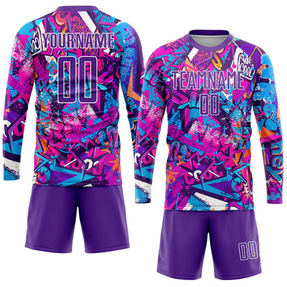 Custom Graffiti Pattern Purple-White Sublimation Soccer Uniform Jersey - Sky-Custom