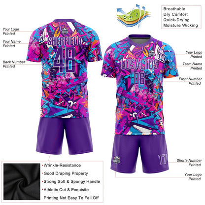 Custom Graffiti Pattern Purple-White Sublimation Soccer Uniform Jersey - Sky-Custom