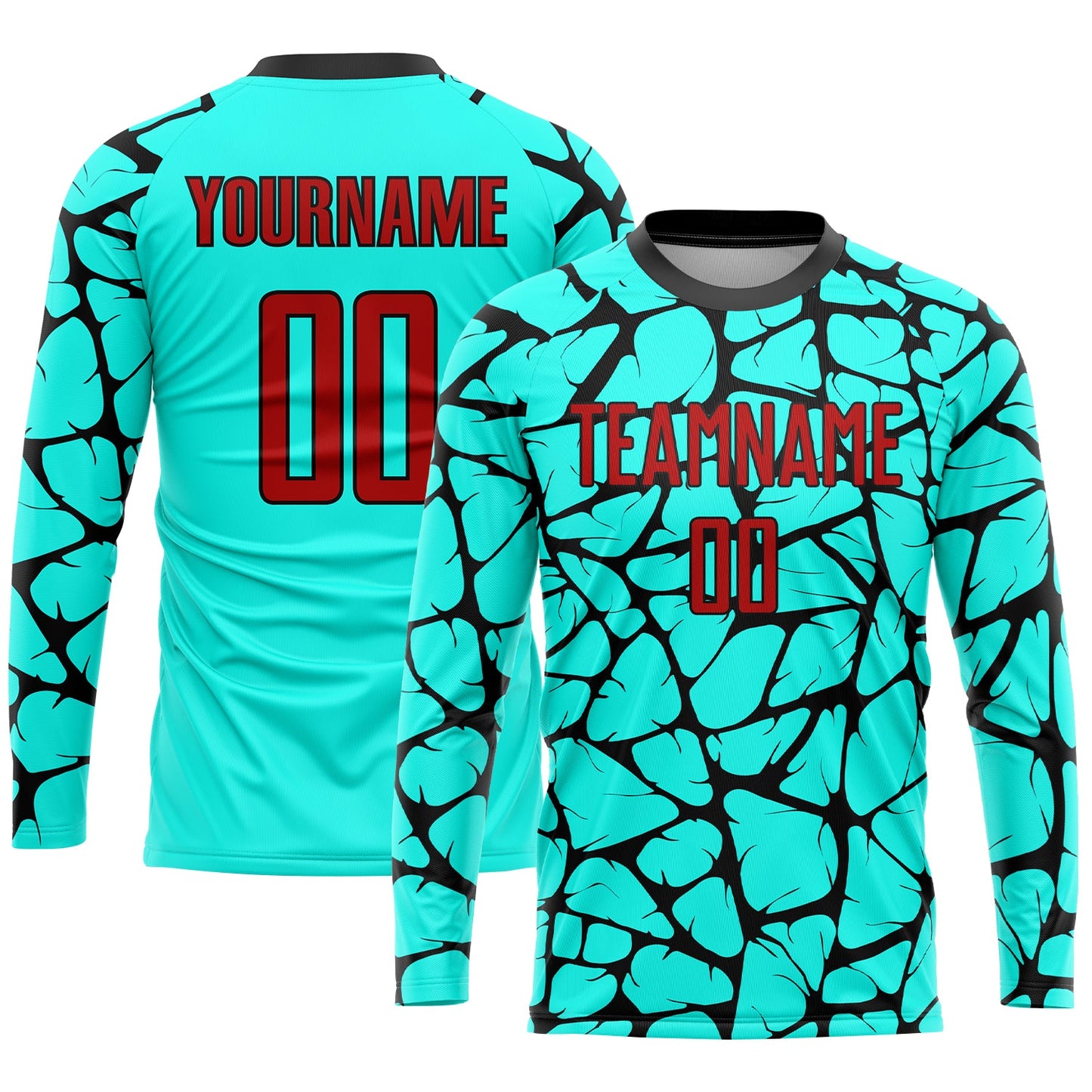 Custom Aqua Red-Black Sublimation Soccer Uniform Jersey - Sky-Custom