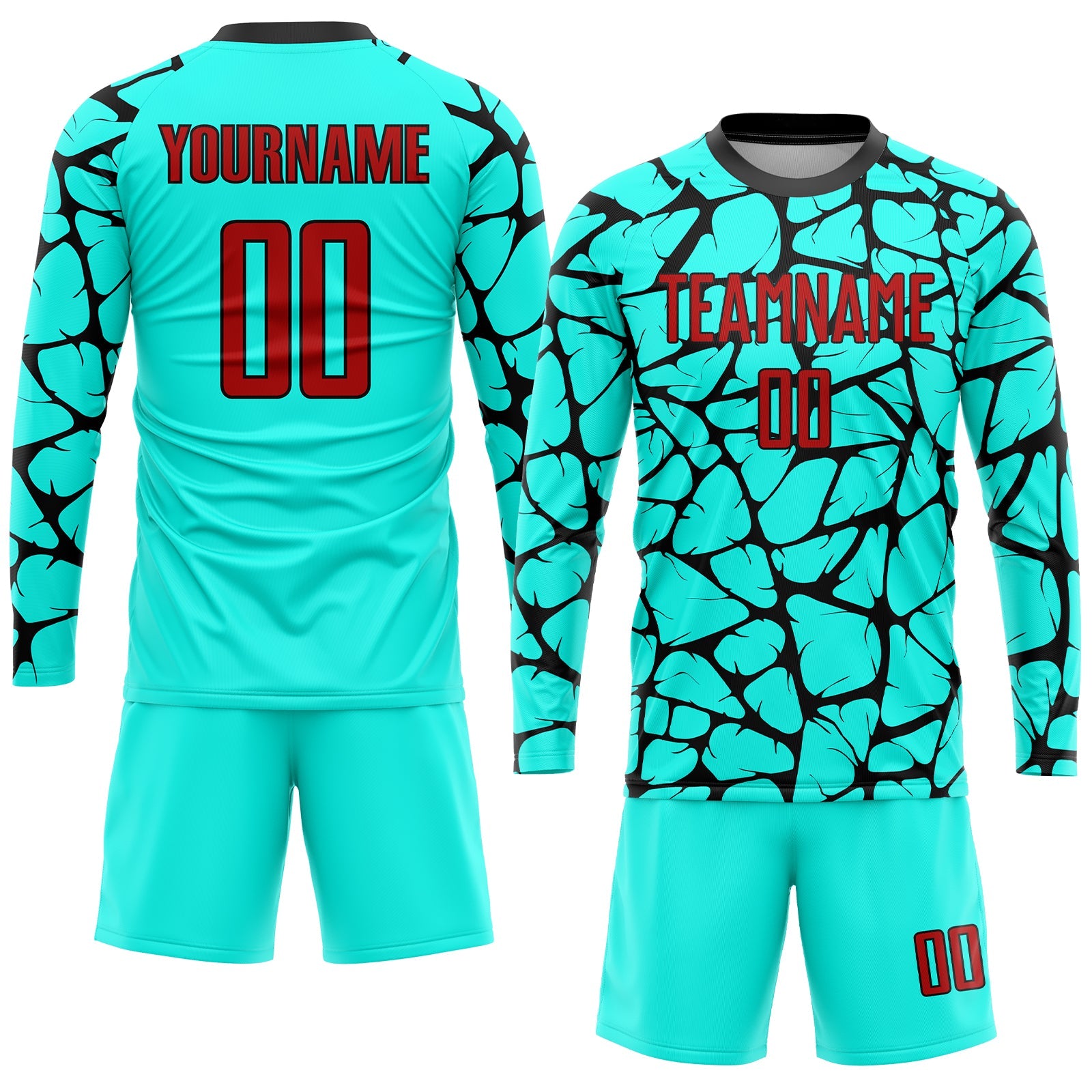 Custom Aqua Red-Black Sublimation Soccer Uniform Jersey - Sky-Custom