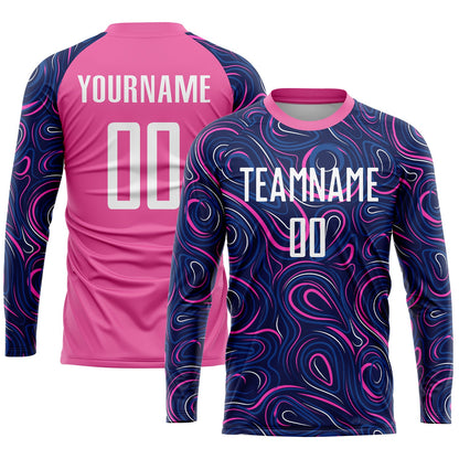 Custom Navy White-Pink Sublimation Soccer Uniform Jersey - Sky-Custom