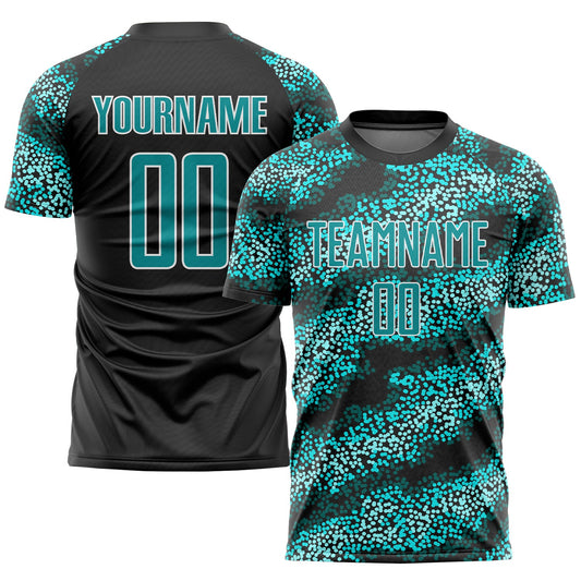 Custom Teal Teal-Black Sublimation Soccer Uniform Jersey - Sky-Custom
