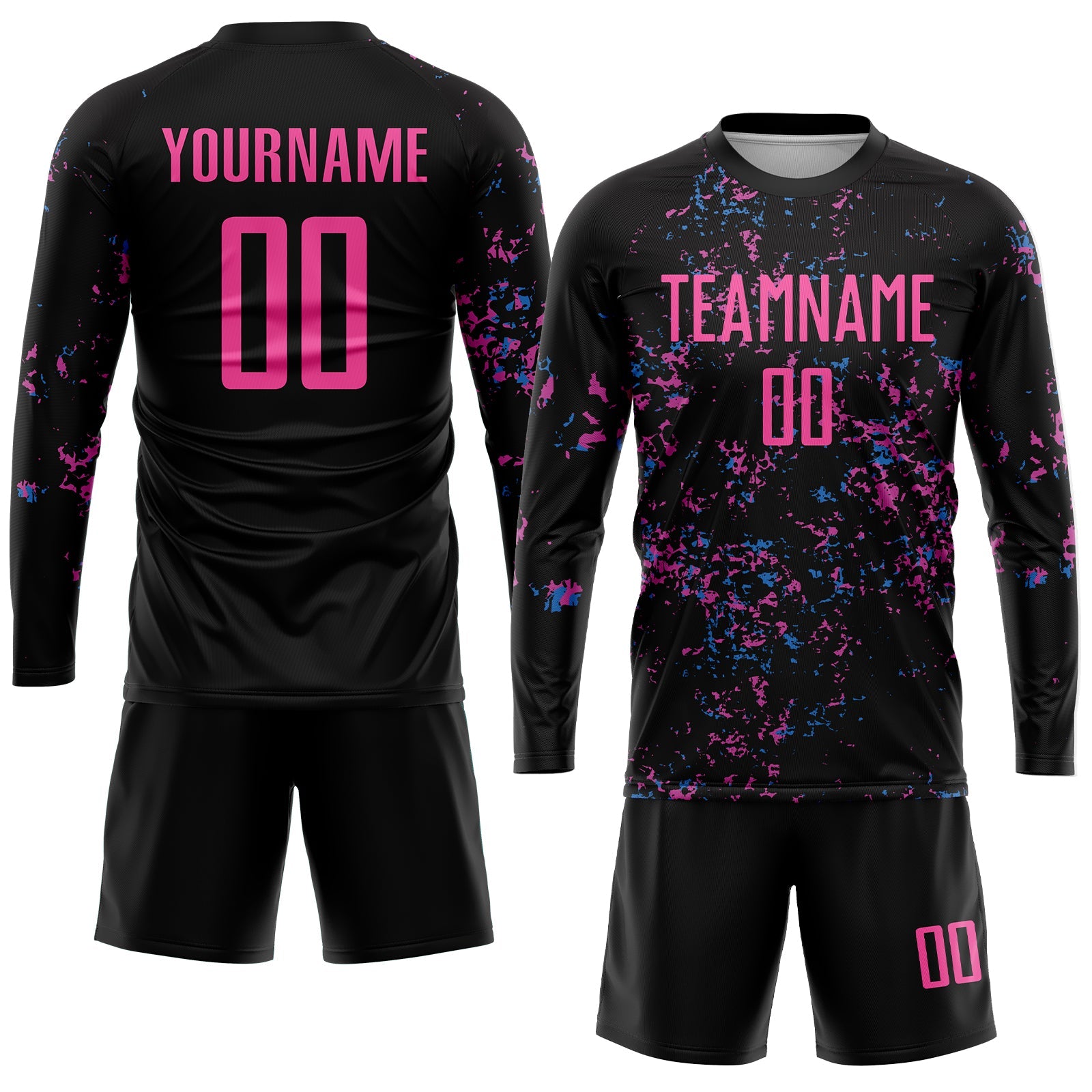 Custom Black Pink-Light Blue Sublimation Soccer Uniform Jersey - Sky-Custom