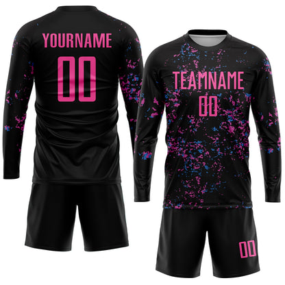 Custom Black Pink-Light Blue Sublimation Soccer Uniform Jersey - Sky-Custom