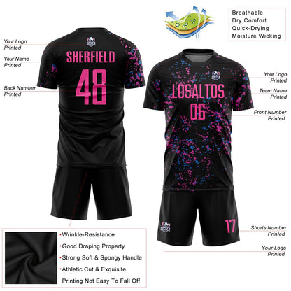 Custom Black Pink-Light Blue Sublimation Soccer Uniform Jersey - Sky-Custom