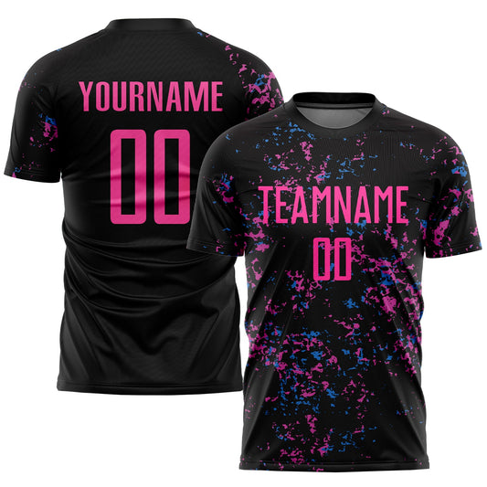 Custom Black Pink-Light Blue Sublimation Soccer Uniform Jersey - Sky-Custom