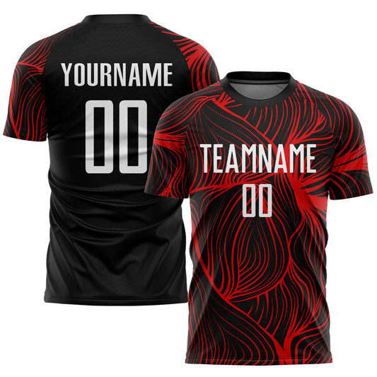 Custom Black White-Red Sublimation Soccer Uniform Jersey - Sky-Custom