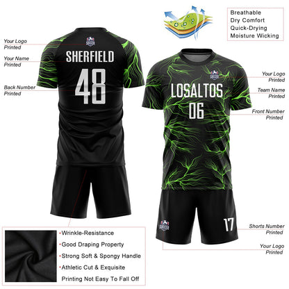 Custom Black White-Neon Green Sublimation Soccer Uniform Jersey - Sky-Custom