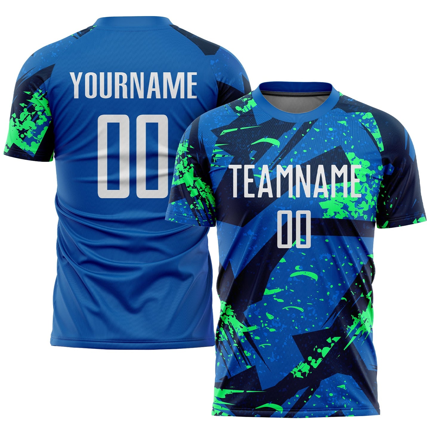 Custom Royal White-Neon Green Sublimation Soccer Uniform Jersey - Sky-Custom