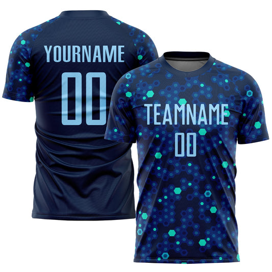 Custom Navy Light Blue-Royal Sublimation Soccer Uniform Jersey - Sky-Custom
